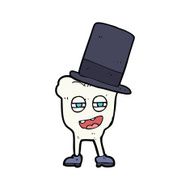 cartoon tooth with top hat N4