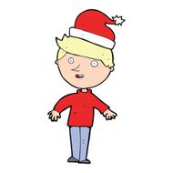 cartoon boy in santa hat N7