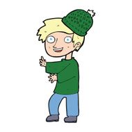 cartoon man wearing winter hat N57