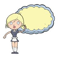 cartoon waitress with text space N4