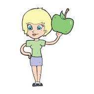 cartoon woman holding apple N7