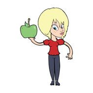 cartoon woman holding apple N8
