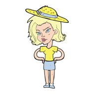 cartoon woman in summer hat N7
