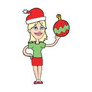 cartoon woman ready for christmas N63