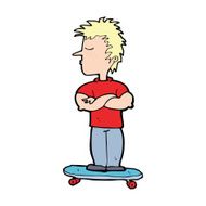 cartoon arrogant boy on skateboard N3