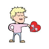cartoon man with valentine gift N4