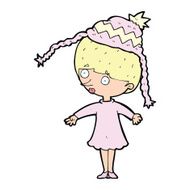 cartoon woman wearing winter hat N76
