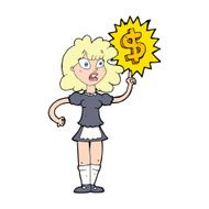 cartoon waitress with money symbol N4