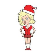 cartoon woman in christmas hat N11