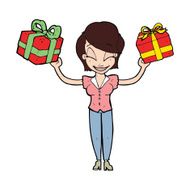 cartoon woman carrying gifts N3