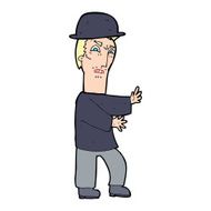 cartoon man wearing bowler hat N32