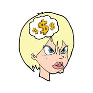 cartoon woman thinking about money N4