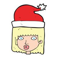 cartoon woman wearing santa hat N7