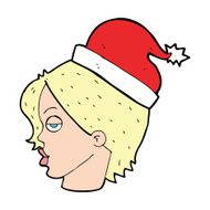 cartoon woman wearing santa hat N8