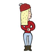cartoon woman wearing winter hat N78