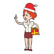 cartoon woman with present N18