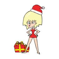 cartoon woman angry at christmas present N4