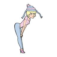 cartoon woman wearing winter hat N79