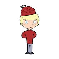 cartoon man wearing winter hat N63