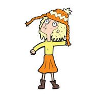 cartoon woman wearing winter hat N80