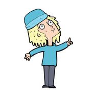 cartoon woman wearing winter hat N81