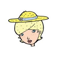 cartoon woman wearing summer hat N11