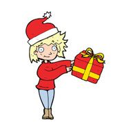 cartoon woman ready for christmas N70