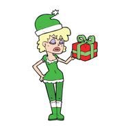 santa&#039;s helper with christmas present N4