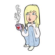 cartoon woman with cup of coffee N4
