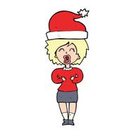 cartoon woman getting ready for christmas N15