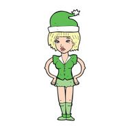 cartoon woman in christmas elf outfit N4