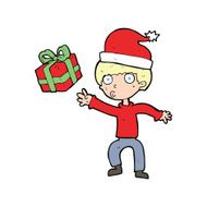 cartoon boy with present N11
