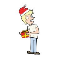 cartoon man with present N4