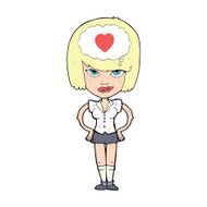 cartoon woman thining about love N4