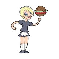cartoon waitress serving a burger N7