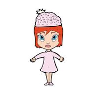cartoon woman wearing winter hat N83