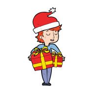 cartoon woman with gifts N7