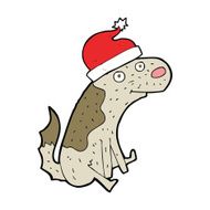 cartoon dog in christmas hat N4