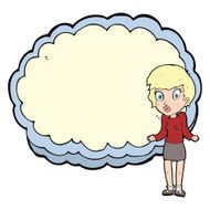 woman with text space cloud N11