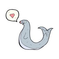 cartoon seal with love heart N3