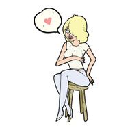 cartoon woman with love heart N20