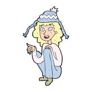 cartoon woman wearing winter hat N85