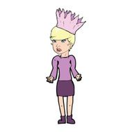 cartoon woman wearing paper crown N7
