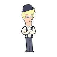 cartoon man in bowler hat with crosssed arms N4