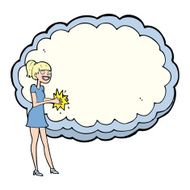 woman with text space cloud N12