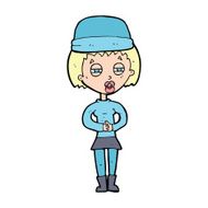 cartoon woman wearing winter hat N87