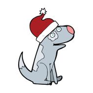 cartoon dog wearing christmas hat N4