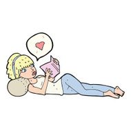 cartoon woman loving her book N3