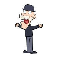 cartoon man wearing bowler hat N38