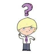 cartoon school boy with question N7